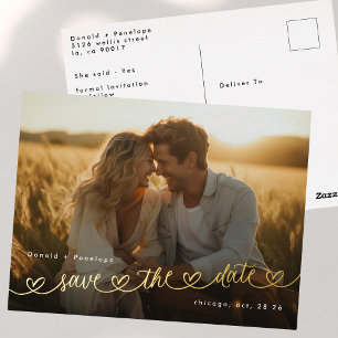 Moderne Herzen Save The Date Foto-Hochzeitswebsite Folie Einladungspostkarte