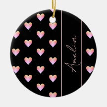 Moderne Herzen Schwarz Pink Personalisierte Weihna