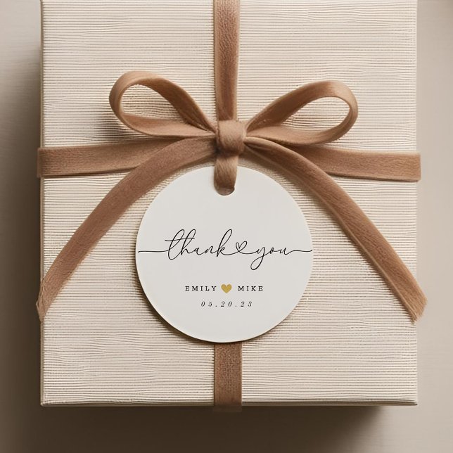 Moderne Herzkalligraphie Hochzeit Vielen Dank Geschenkanhänger (Von Creator hochgeladen)