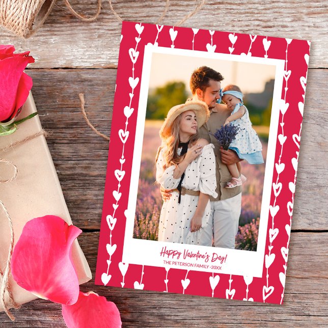 Moderne Herzkette magenta Foto Valentine Feiertagskarte (Von Creator hochgeladen)