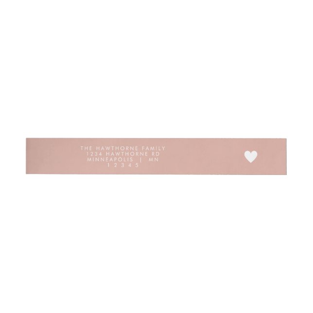 Moderne Herzsendung Liebe Minimal Blush Pink Adres Rundum-Adressaufkleber (Person)