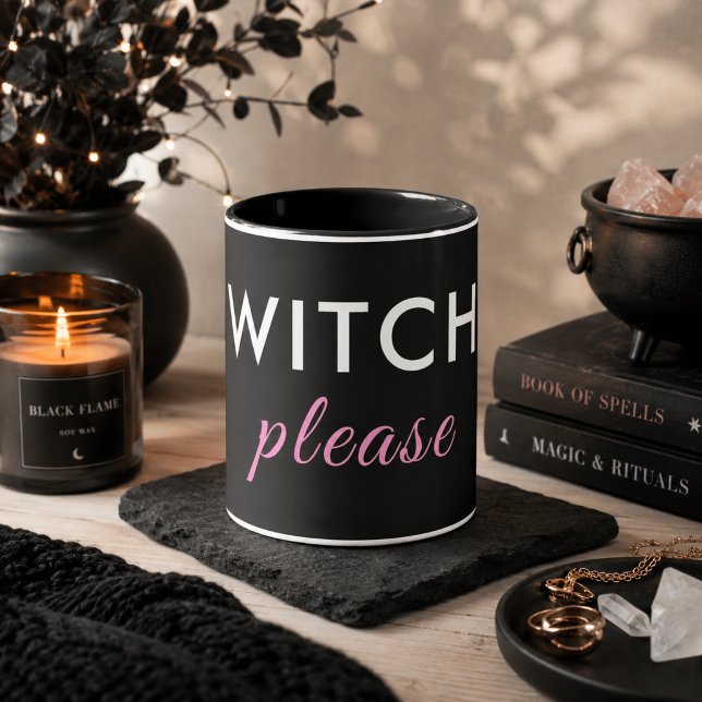 Moderne Hexe Bitte Halloween Tasse - Minimaler Chi (Von Creator hochgeladen)