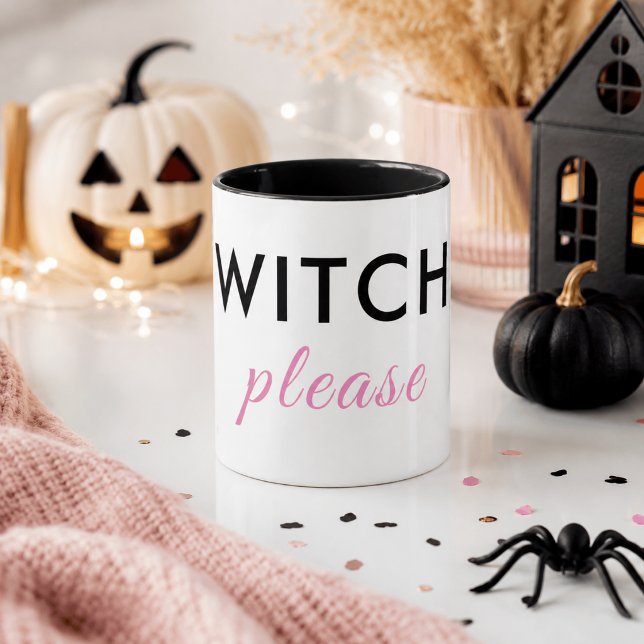 Moderne Hexe Bitte Halloween Tasse - Minimaler Chi (Von Creator hochgeladen)