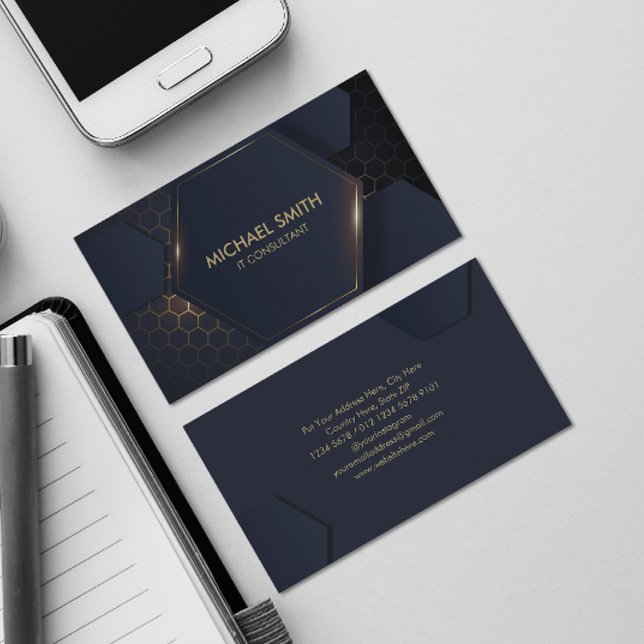 Moderne Hi-Tech Hexagonal Business Card Visitenkarte (Von Creator hochgeladen)