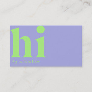 Moderne "hi"-Visitenkarte in zwinkernd und Limon Visitenkarte