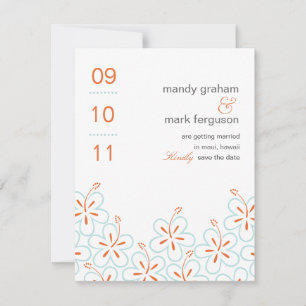 Moderne Hibiskus-Karte zur Vorabanzeige Save The Date