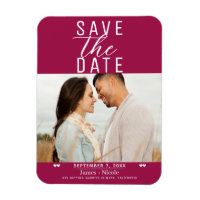 Moderne Himbeer Save the Date Hochzeitsfoto