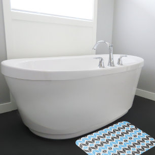Moderne himmelblaue dunkelgraue geometrische Fisch Badematte