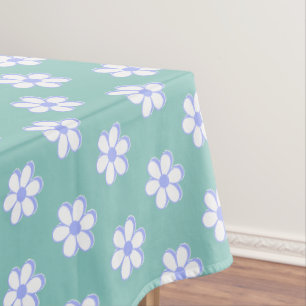 Moderne himmelblaue und weiße Blumen auf hell Türk Tischdecke