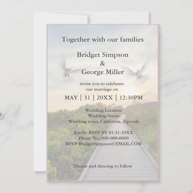 Moderne Himmelstreppe Heilige Trauung Einladung (Vorderseite)