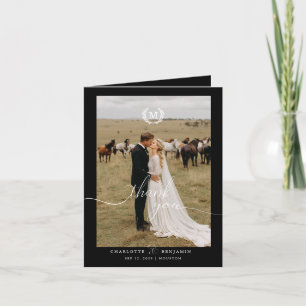 Moderne Hochzeit 2 Foto Schwarz Dankeskarte