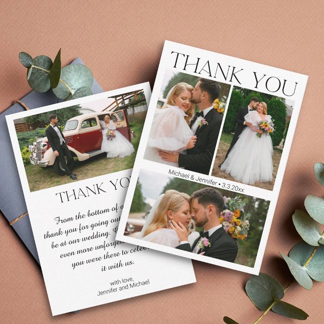 Moderne Hochzeit 4 Fotos Collage Vielen Dank Mitteilungskarte (Von Creator hochgeladen)