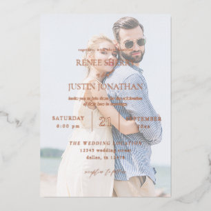 Moderne Hochzeit 5 vertikal Foto Folieneinladung