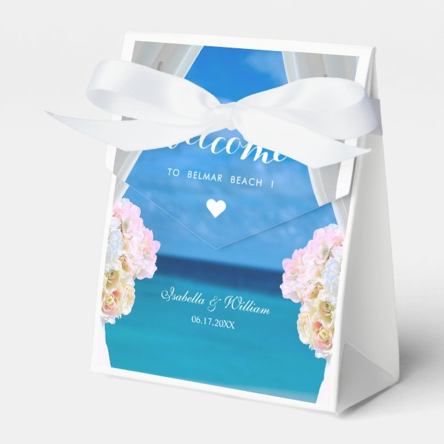 Moderne Hochzeit am Blue Ocean Beach Geschenkschachtel (Vorderseite)