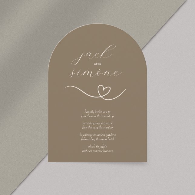 Moderne Hochzeit | Arch Invites | Dunkelneutral Einladung (Von Creator hochgeladen)