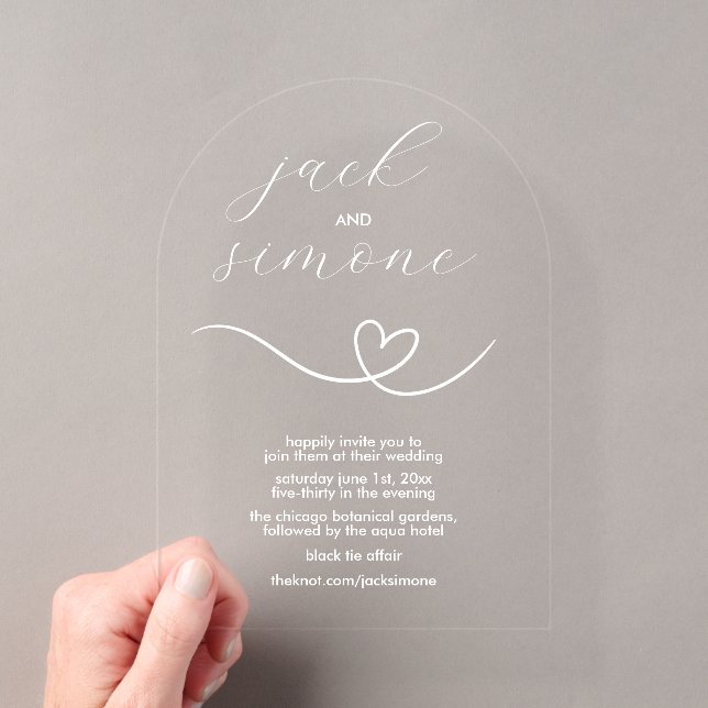 Moderne Hochzeit | Arch Invites | Minimal White Acryleinladungen (Insitu (Handheld))