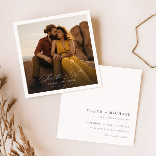 Moderne Hochzeit auf dem eleganten Foto Square Save The Date
