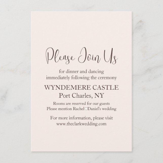 Moderne Hochzeit Begleitkarte (Vorderseite)