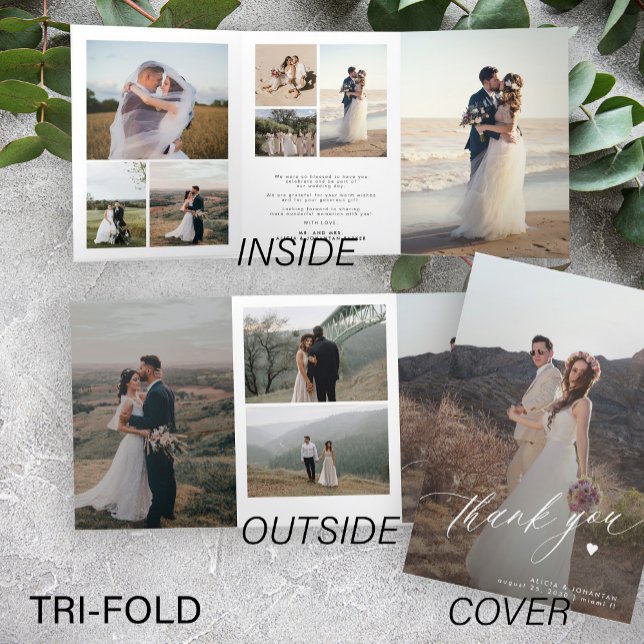 Moderne Hochzeit danke Ihnen Multi-Foto Collage Ca Dreifach Gefaltete Einladung (Von Creator hochgeladen)