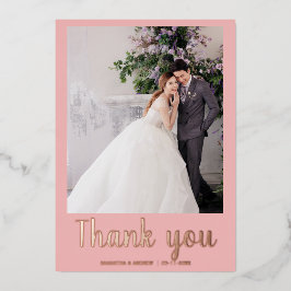 Moderne Hochzeit danke Karte 2 Foto Goldfolie