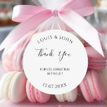 Moderne Hochzeit Danke Personalisierte Hochzeit Runder Aufkleber<br><div class="desc">Moderne Hochzeit Vielen Dank Personalisierte Wedding Classic Round Sticker</div>