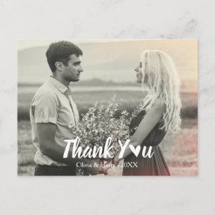 Moderne Hochzeit Danke Postcard Herzschrift Postkarte