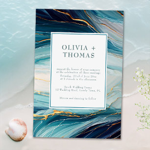 Moderne Hochzeit der Aquamarinen Ozeanwelle aus de Einladung