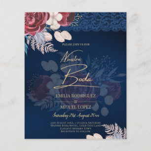 Moderne Hochzeit der Blauen Burgund Flyer