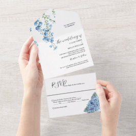 Moderne Hochzeit der Blauen Franzosen All In One Einladung