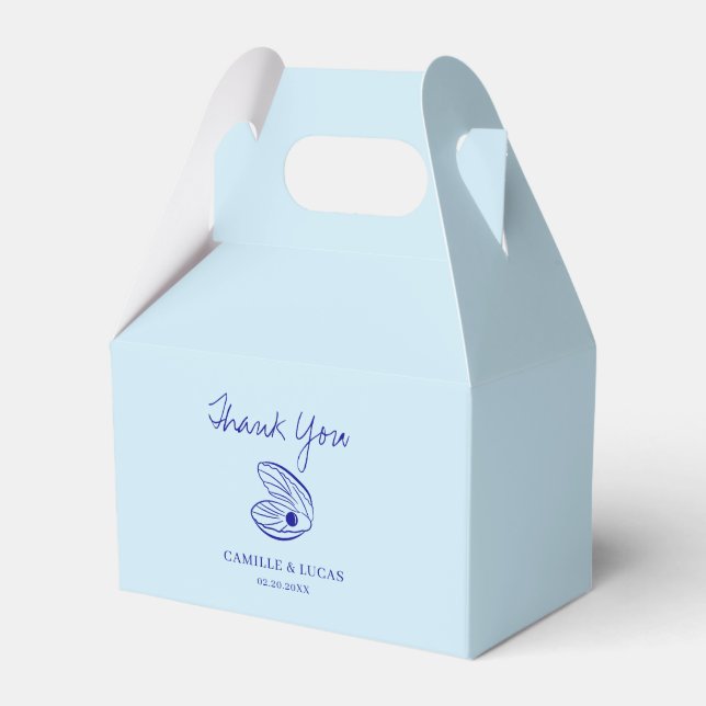 Moderne Hochzeit der blauen Muschel Geschenkschachtel (Vorderseite)