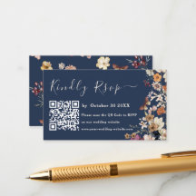 Moderne Hochzeit der Blue Wildblume Qr Code UAwg