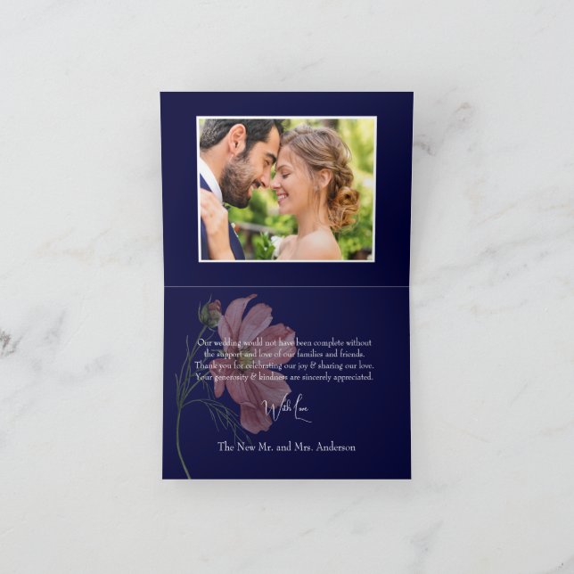 Moderne Hochzeit der Blumenflotte im Foto Dankeskarte (Innenseite)