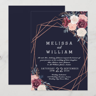 Moderne Hochzeit der brasilianischen Kupferflotte Einladung
