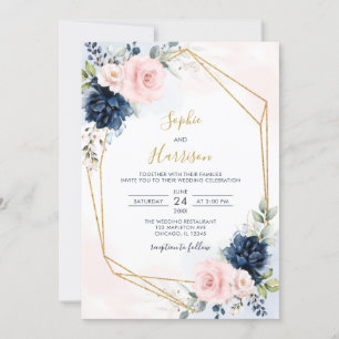  Moderne Hochzeit der geometrischen Marine und der Einladung