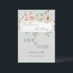 Moderne Hochzeit der grünen Golfloralblüte Save The Date<br><div class="desc">Schöne moderne Imitate Gold Blumen die ganze Saison Hochzeit Speichern Sie die Date Karte auf grünem Hintergrund. Bräutigamen in extravaganter Kalligraphie. Eine einfache und schicke Typografie wird auch hinzugefügt,  um alle anderen Informationen zu beenden. Eine raffinierte und schicke Hochzeitseinladung für jede Jahreszeit.</div>