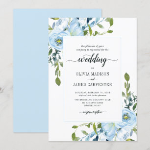 Moderne Hochzeit der leichten Blauen Marine mit bo Einladung