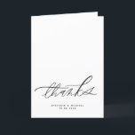 Moderne Hochzeit der Pinselkalligraphie Dankeskarte<br><div class="desc">Vielen Dank an Ihre Lieben mit dieser personalisierbaren Hochzeit Dankeschön Karte. Es zeichnet sich durch Aquarellpinsel-Kalligraphie aus. Personalisieren Sie diese,  indem Sie Ihre Daten hinzufügen. Diese schwarze Dankeschön-Karte eignet sich perfekt für besondere Anlässe und geschäftliche und persönliche Zwecke.</div>