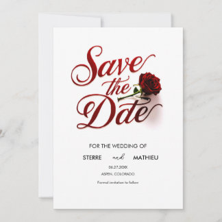 Moderne Hochzeit der Rote Rose Save The Date