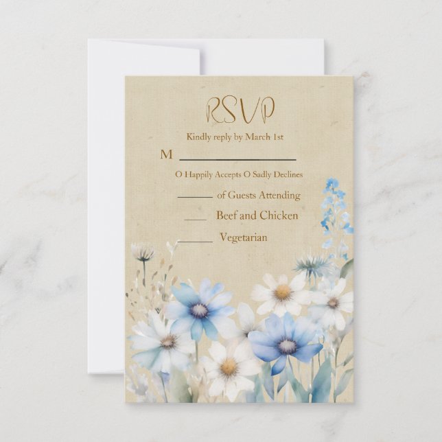 Moderne Hochzeit der Wildblume RSVP Karte (Vorderseite)