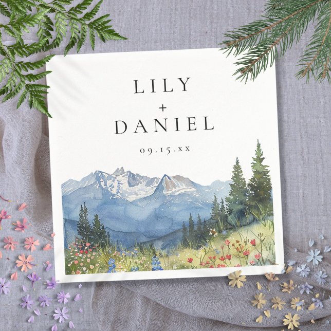 Moderne Hochzeit der Wildblume Serviette (Modern Mountain Wildflower Wedding Napkins)