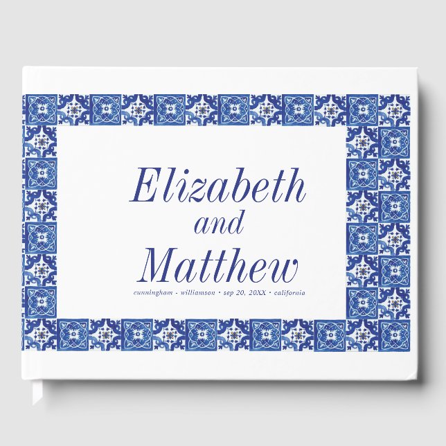 Moderne Hochzeit des blauen Mittelmeers Gästebuch (Vorderseite)