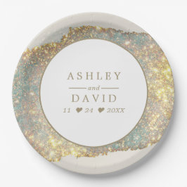 Moderne Hochzeit des irrisierenden Glitzer Pappteller
