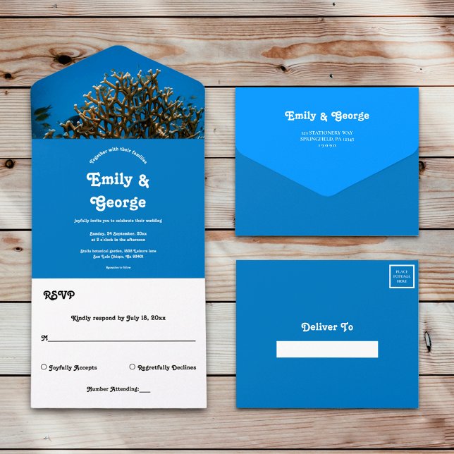 Moderne Hochzeit des Marine Underwater Sea Fish Re All In One Einladung (Von Creator hochgeladen)