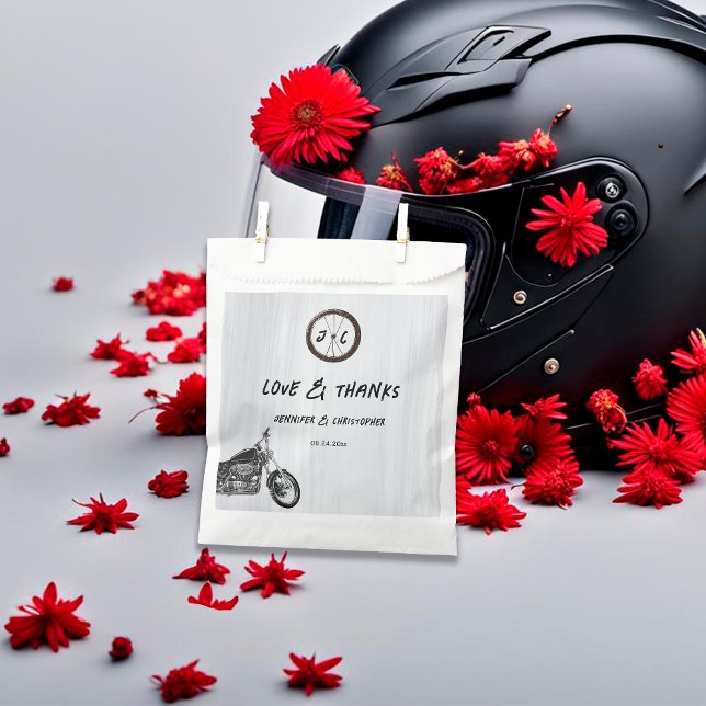 Moderne Hochzeit des Motorrad-Adventure-Themes Geschenktütchen (Von Creator hochgeladen)