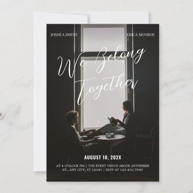 Moderne Hochzeit des Schwarzen Fotos Einladung (Vorderseite)