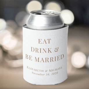 Moderne Hochzeit 'Eat Drink Be Married' in Weißgol Dosenkühler