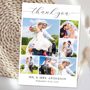 Moderne Hochzeit Einfaches Personalisiertes FotoCo Dankeskarte