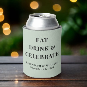 Moderne Hochzeit Essen Trinken Feiern Salbei Grün Dosenkühler