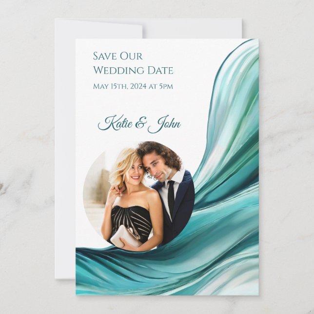 Moderne Hochzeit - Foto-Grün-Grün-Save the Date- Save The Date (Vorderseite)