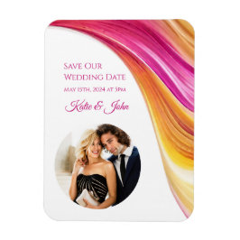 Moderne Hochzeit - Foto-Rosa Gelb- Magnet